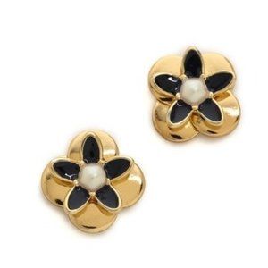 NEW Kate Spade Window Seat Bouquet Floral Flower Studs Gold Black Pearl Logo